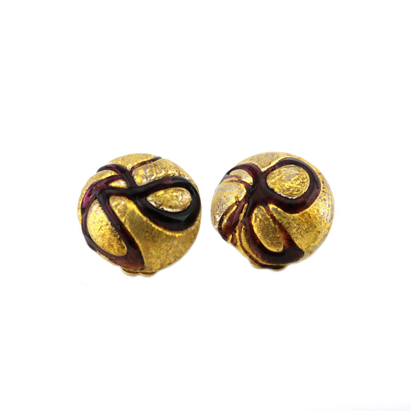 Navika Gold Golf Ball Clip-On Earrings